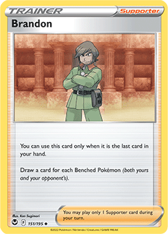 Uncommon Pokémon card Brandon 151/195 from Silver Tempest expansion