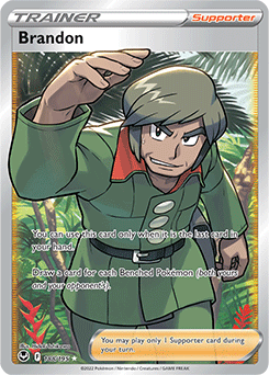 Full Art Trainer Pokémon card Brandon 188/195 from Silver Tempest expansion