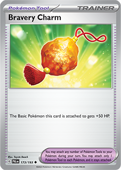 Uncommon Pokémon card Bravery Charm 173/193 from Paldea Evolved expansion