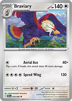 Uncommon Pokémon card Braviary 78/86 from Black Bolt expansion