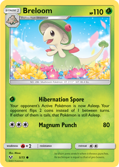 Common Pokémon card Breloom 5/73 from Shining Legends expansion