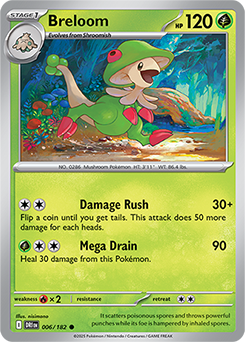 Common Pokémon card Breloom 6/182 from Destined Rivals expansion