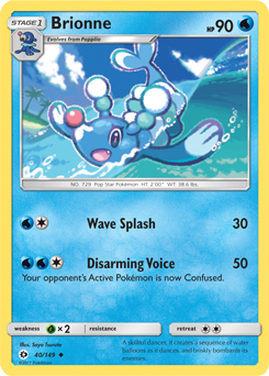 Uncommon Pokémon card Brionne 40/149 from Sun & Moon expansion