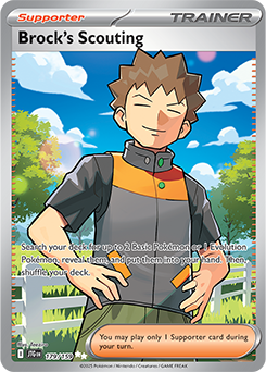Ultra rare Pokémon card Brock's Scouting 179/159 from Journey Together expansion