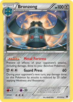 Rare Pokémon card Bronzong 61/124 from Fates Collide expansion