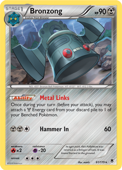 Rare Pokémon card Bronzong 61/119 from Phantom Forces expansion