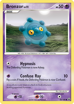 Common Pokémon card Bronzor 52/100 from Majestic Dawn expansion