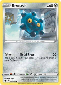 Common Pokémon card Bronzor 111/189 from Astral Radiance expansion
