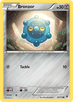 Common Pokémon card Bronzor 60/119 from Phantom Forces expansion