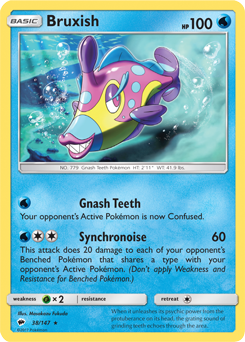 Rare Pokémon card Bruxish 38/147 from Burning Shadows expansion