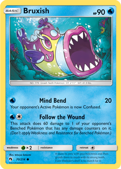 Common Pokémon card Bruxish 70/214 from Lost Thunder expansion
