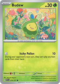 Common Pokémon card Budew 16/217 from Ascended Heroes expansion
