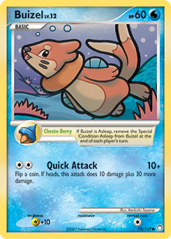 Common Pokémon card Buizel 75/123 from Mysterious Treasures expansion