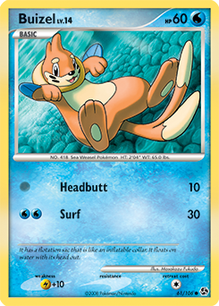 Common Pokémon card Buizel 61/106 from Great Encounters expansion