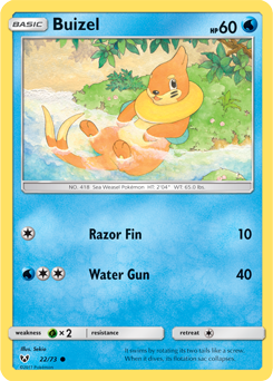 Common Pokémon card Buizel 22/73 from Shining Legends expansion