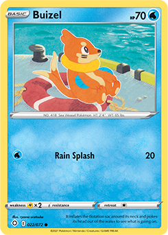 Common Pokémon card Buizel 022/072 from Shining Fates expansion