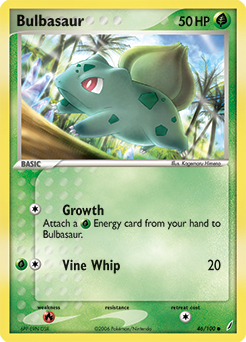 Common Pokémon card Bulbasaur 46/100 from Ex Crystal Guardians expansion