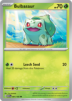 Common Pokémon card Bulbasaur 1/165 from 151 expansion