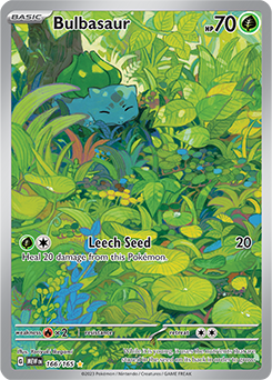 Illustration rare Pokémon card Bulbasaur 166/165 from 151 expansion