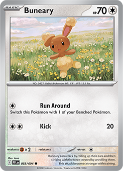 Common Pokémon card Buneary 83/94 from Phantasmal Flames expansion