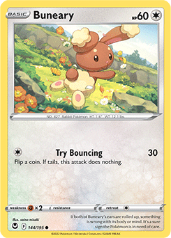 Common Pokémon card Buneary 144/195 from Silver Tempest expansion