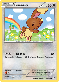 Common Pokémon card Buneary 84/106 from Flashfire expansion