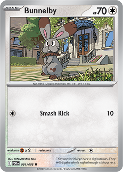 Common Pokémon card Bunnelby 64/88 from Perfect Order expansion