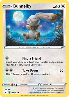 Common Pokémon card Bunnelby 214/264 from Fusion Strike expansion