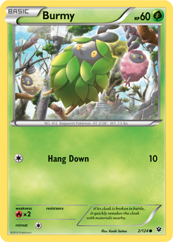 Common Pokémon card Burmy 2/124 from Fates Collide expansion