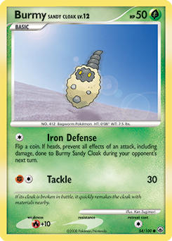 Common Pokémon card Burmy Sandy Cloak 54/100 from Majestic Dawn expansion
