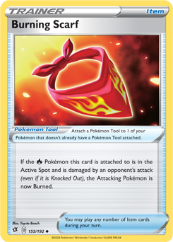 Uncommon Pokémon card Burning Scarf 155/192 from Rebel Clash expansion