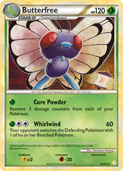 Rare Pokémon card Butterfree 16/123 from HeartGold SoulSilver expansion