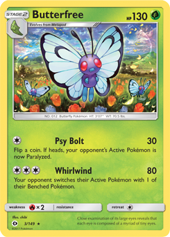 Butterfree 3/149 Pokémon card from Sun & Moon for sale at best price