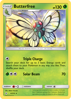 Rare Pokémon card Butterfree 4/214 from Unbroken Bonds expansion