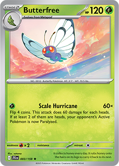 Rare Pokémon card Butterfree 3/159 from Journey Together expansion