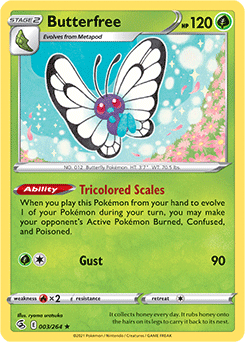 Rare Holo Pokémon card Butterfree 3/264 from Fusion Strike expansion