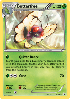 Rare Pokémon card Butterfree 3/106 from Flashfire expansion
