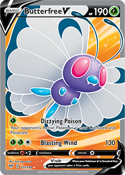 Full Art Pokémon Pokémon card Butterfree V 177/189 from Darkness Ablaze expansion