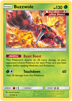 Buzzwole 21/236 Pokémon card from Cosmic Eclipse for sale at best price