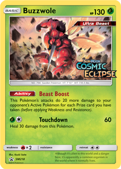 Buzzwole SM218 Pokémon card from Sun and Moon Promos for sale at best price