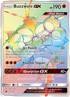 Buzzwole GX 115/111 Pokémon card from Crimson Invasion for sale at best price