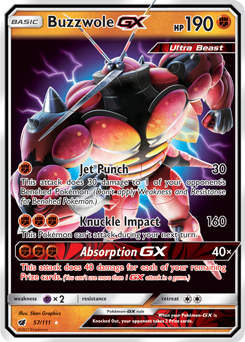 Buzzwole GX 57/111 Pokémon card from Crimson Invasion for sale at best price