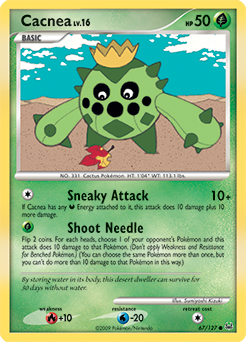 Common Pokémon card Cacnea 67/127 from Platinuim expansion