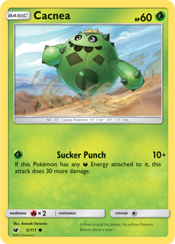 Common Pokémon card Cacnea 5/111 from Crimson Invasion expansion
