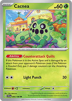 Common Pokémon card Cacnea 005/198 from Scarlet & Violet expansion