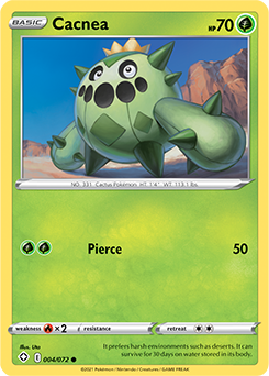 Common Pokémon card Cacnea 004/072 from Shining Fates expansion