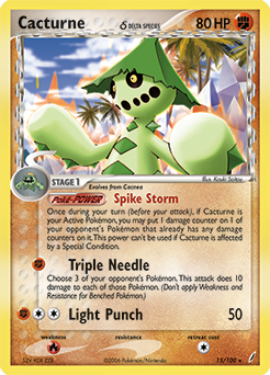 Rare Pokémon card Cacturne 15/100 from Ex Crystal Guardians expansion