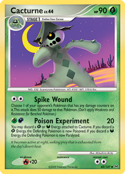 Uncommon Pokémon card Cacturne 42/127 from Platinuim expansion