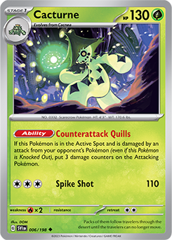 Uncommon Pokémon card Cacturne 006/198 from Scarlet & Violet expansion