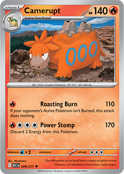 Carte Pokémon Peu commune Camérupt 28/217 de la série Héros Transcendants